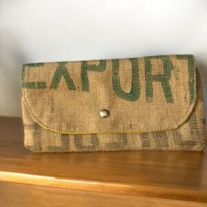 Handmade Burlap Clutch. Super cute! Used but only a handful of times.